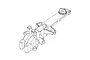 Line drawing of an MJX RC front upper gearbox cover and top deck spare part.