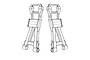 A black and white line drawing of two RC car rear lower suspension arms.