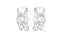 A line drawing illustration showing two identical RC car rear hub components side by side.