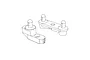 A line drawing illustration of two black plastic RC car body mount components.