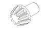 A black and white line drawing of a bevel gear component for an RC vehicle.