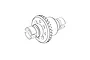 A black and white line drawing of an RC car differential assembly showing the gear and drive cups.