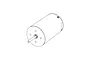 A black and white line drawing of a cylindrical brushless motor with a central shaft and mounting holes on the front face.