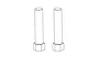 A line drawing illustration showing two identical steering posts with a cylindrical shaft and a hexagonal base.