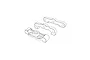 A line drawing illustration showing three distinct RC car suspension brace components arranged in a perspective view.