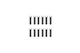 A technical line drawing showing twelve identical countersunk head screws arranged in two rows of six.