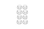 A top-down view of eight flanged wheel nuts arranged in two columns of four against a plain white background.