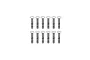A technical line drawing showing twelve identical button head screws arranged in two rows of six against a plain white background.