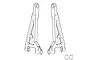 A technical line drawing showing two RC rear upper suspension arms and two small pivot ball components.