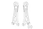 A line art diagram showing two front upper suspension arms and two small pivot ball bushings for an MJX RC vehicle.
