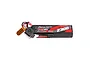 Gens Ace G-Tech 7.4V 2300mAh 2S LiPo battery in a black hard case with red and white branding, featuring a G-Tech connector and balance plug.