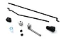 HSP throttle linkage set including metal rods, small plastic and metal components, a spring, and grub screws on a white background.