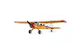 FMS Beaver 800mm RC trainer plane in yellow and white US Air Force livery, viewed from a front three-quarter angle against a white background.
