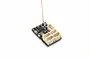 FlySky GMr 4-channel AFHDS 3 2.4GHz receiver circuit board with antenna and white connector ports on a white background.