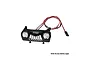 A black GPM Racing aluminium front bumper for RC cars featuring integrated LED lights and a Jeep-style grille design.