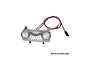 Silver GPM Racing aluminium front bumper for RC cars with integrated LED lights and wiring harness.