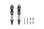 Two black GPM Racing adjustable aluminium shock absorbers with mounting hardware including screws, nuts, and ball ends on a white background.