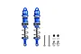 Two blue GPM Racing aluminium adjustable RC shock absorbers with mounting hardware on a white background.