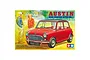 Tamiya 1/24 scale Austin Mini Cooper 1275S Mk.I plastic model kit box art featuring a red Mini Cooper and two people in a vintage setting.