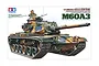 Box art for Tamiya 1/35 scale U.S. M60A3 Main Battle Tank plastic model kit featuring a detailed illustration of the tank in camouflage.