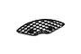 A black 3D printed RC car bumper with a honeycomb pattern on a white background.