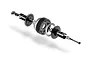 Exploded view of an XRAY LCG adjustable ball differential set showing all internal components including gear, bearings, balls, and shaft.
