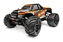 HPI Bullet MT Flux 1/10 scale electric RC monster truck in orange and black livery, viewed from a front three-quarter angle on a white background.
