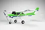 FMS Ranger RC plane in green and white livery, shown from a side-angle view against a studio background.