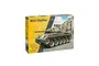 Italeri 1/35 scale M24 Chaffee U.S. Light Tank plastic model kit box showing a painted model of the tank on a cobblestone street.