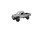 A silver MN Model Toyota LC79 Pro 1/12 scale RC rock crawler pickup truck on a white background.