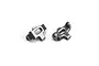 Two grey aluminium C-hub carriers for an RC car, shown from different angles on a white background.