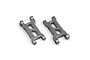 Two grey aluminium front suspension arms for Maverick RC vehicles, shown from an elevated angle on a white background.