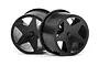 Two black five-spoke RC car rims for HPI Q32 series, shown from a front-facing angle against a white background.