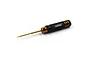 A Yeah Racing 1.3mm hex driver with a black and gold knurled aluminium handle, isolated on a white background.