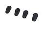 Four black 1/10 scale aero bonnet catches for RC car body shells arranged on a white background.