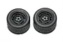 Two black Pandora RC 2000GT scale display wheels with detailed tread and molded sidewall text against a white background.