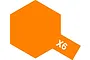 A graphic representation of a Tamiya paint colour swatch in orange with the text X6 printed in white.