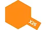 A graphic representation of the Tamiya X-26 Clear Orange paint label featuring a hexagon shape with the text X26.