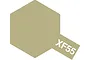 A hexagonal swatch of Tamiya XF-55 Deck Tan paint with the text XF55 printed in white.