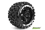 A single Louise 3.8 inch MT-Uphill RC monster truck wheel with a black multi-spoke rim and aggressive block tread pattern.