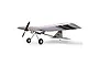 E-Flite Slow Ultra Stick RC plane in white, orange, and black livery, viewed from a low angle against a white background.