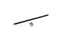 A black RC rear axle shaft and two small black grub screws isolated on a white background.