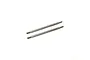 Two identical silver metal threaded suspension link rods for an RC vehicle on a white background.