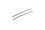 Two silver metal RC suspension links with threaded ends, positioned diagonally on a white background.