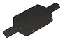 A black anodized aluminium RC car main chassis plate with multiple pre-drilled mounting holes, viewed from an angled top-down perspective.