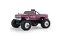 FMS Ford F-100 First Blood 1/10 scale RC monster truck in maroon with chrome wheels and a roll bar with lights, viewed from the front three-quarter angle.