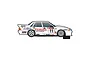 Side profile view of a white Scalextric 1/32 scale Holden VL Commodore slot car, number 11, featuring Perkins Engineering racing livery.