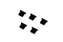 Five black plastic Futaba receiver connector covers arranged on a white background.