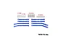 A set of blue anodized aluminium suspension linkages for RC cars, including various lengths of rods, screws, and ball ends, laid out on a white background.