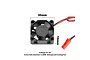A black 30x10mm RC cooling fan with red and black wires and a red JST connector, shown against a white background with dimension labels.